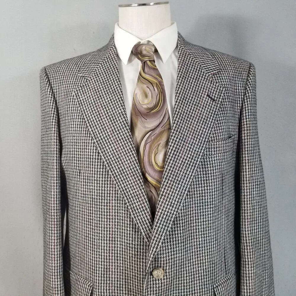 Evan Picone Jacket Sports Coat Mens 44L Brown Tweed‎ Wool Vintage USA